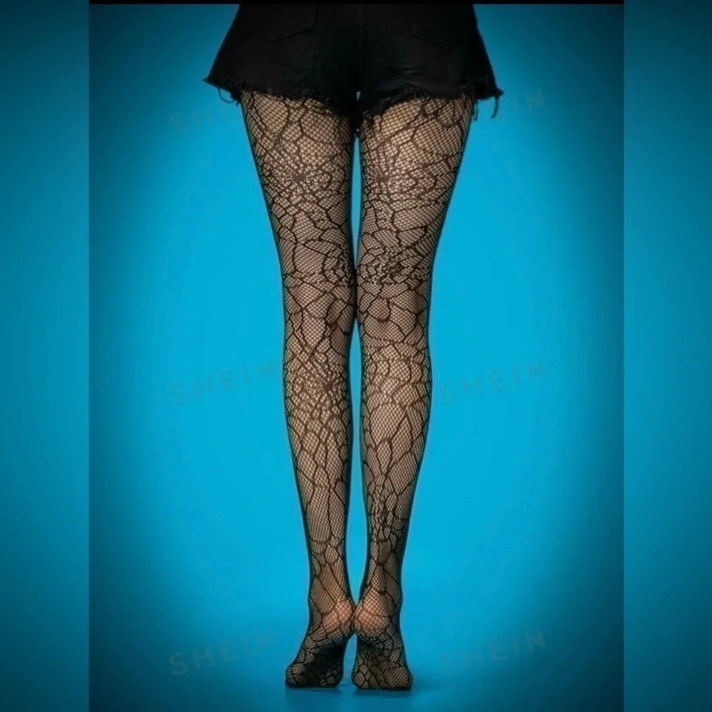 Spider Web Pattern Mesh Tights